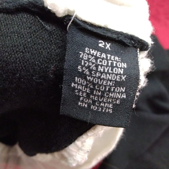 Size 2x Sharagano Studio women's black and white faux sweater with three quarter - Picture 5 of 8